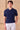 Polo de punto acanalado azul marino oscuro para hombre