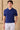 Polo de punto acanalado azul marino para hombre