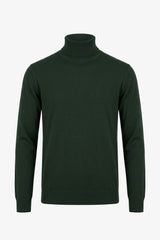 Jersey de cuello alto verde para hombre, de suave mezcla de viscosa, manga larga, de punto.