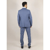 Traje de hombre Earl de 3 piezas a cuadros azules, confeccionado a medida.