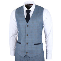 Earl - Chaleco azul a cuadros para hombre
