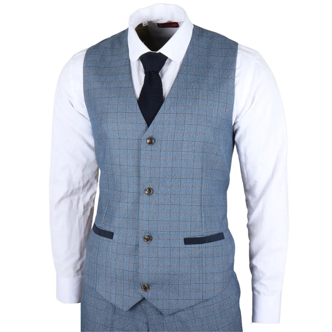 Earl - Chaleco azul a cuadros para hombre