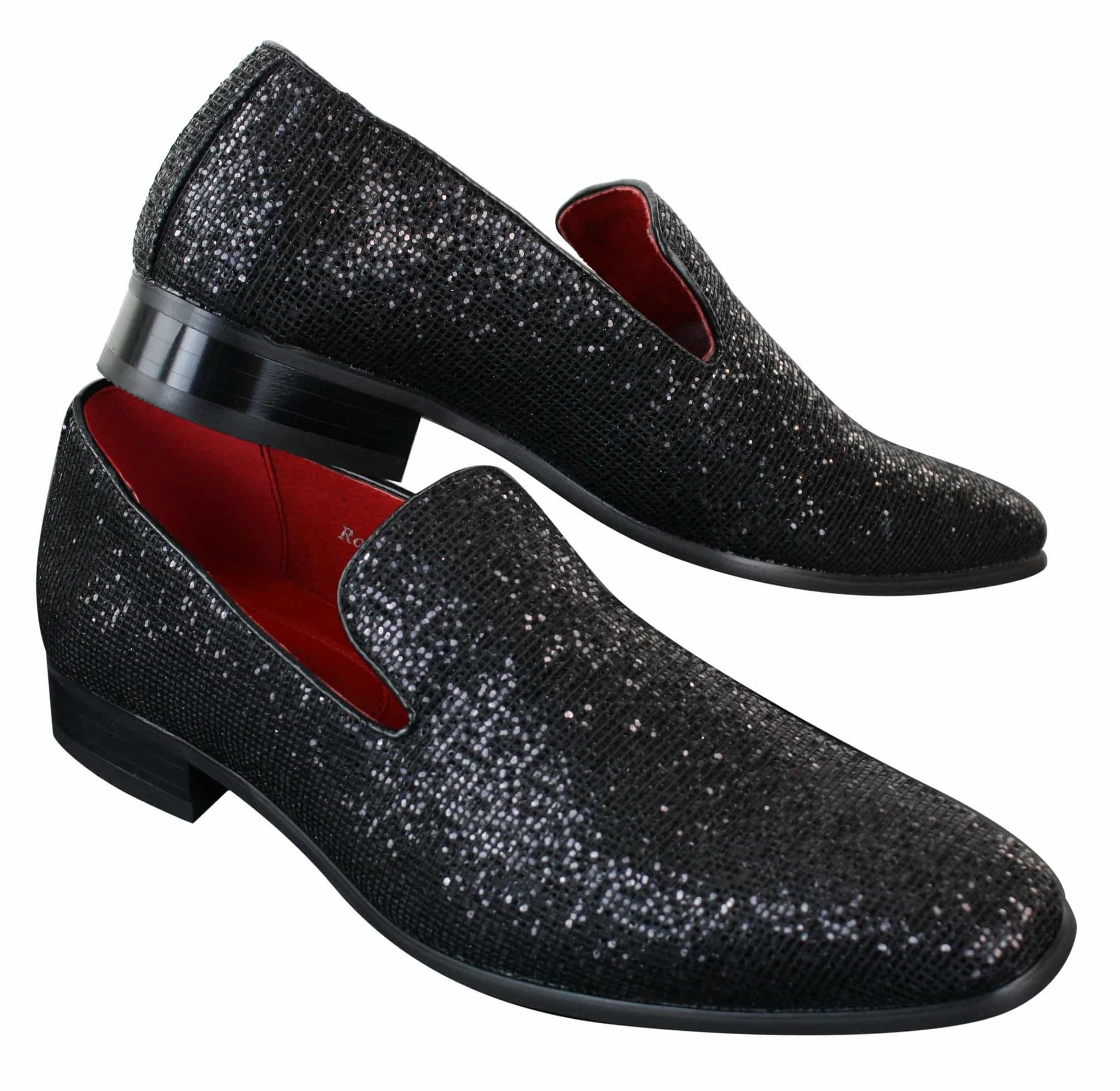 Zapatos Rossellini Eastend para hombre, brillantes, sin cordones, con purpurina, ideales para fiestas, de charol.