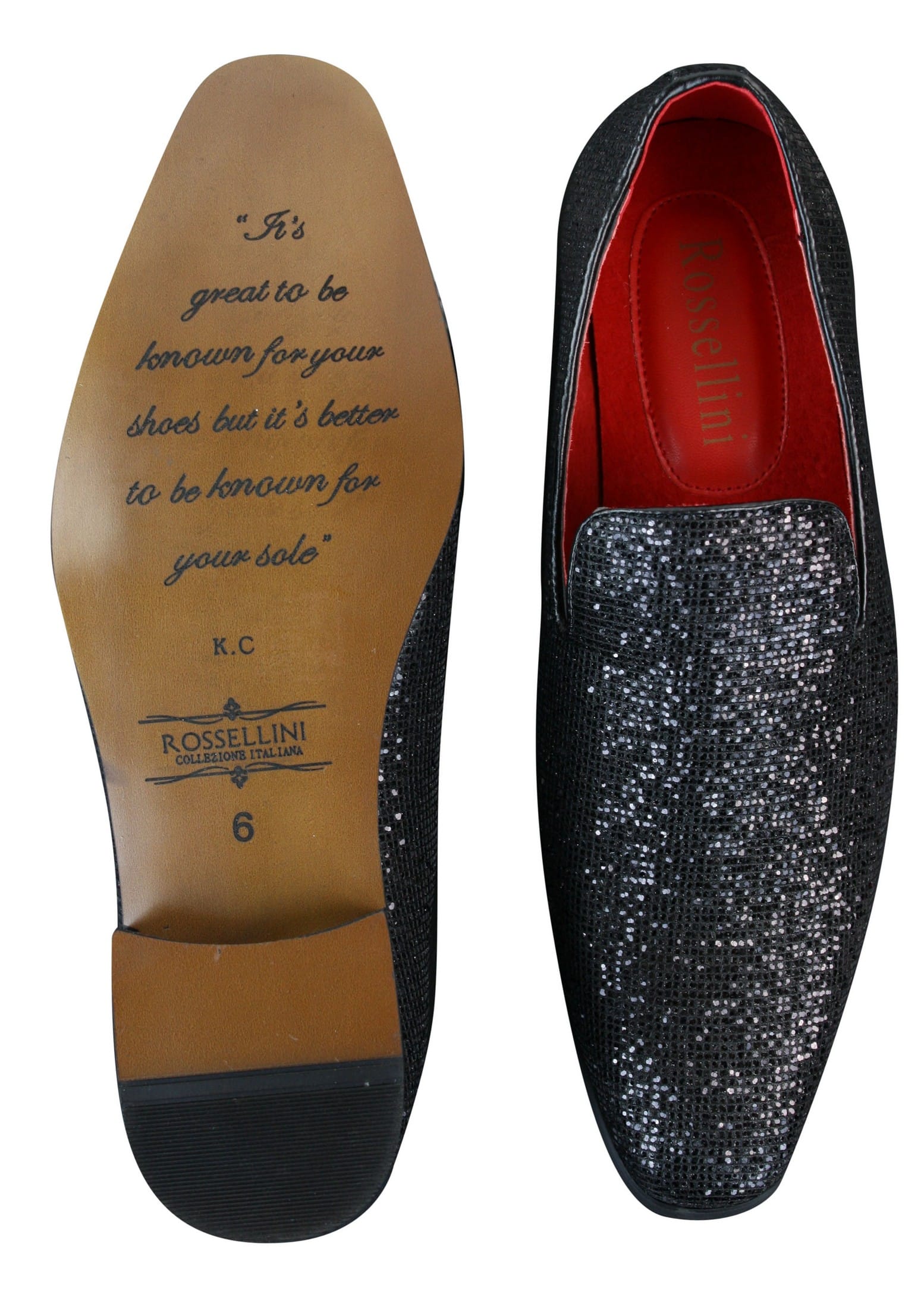 Zapatos Rossellini Eastend para hombre, brillantes, sin cordones, con purpurina, ideales para fiestas, de charol.