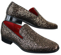 Zapatos Rossellini Eastend para hombre, brillantes, sin cordones, con purpurina, ideales para fiestas, de charol.