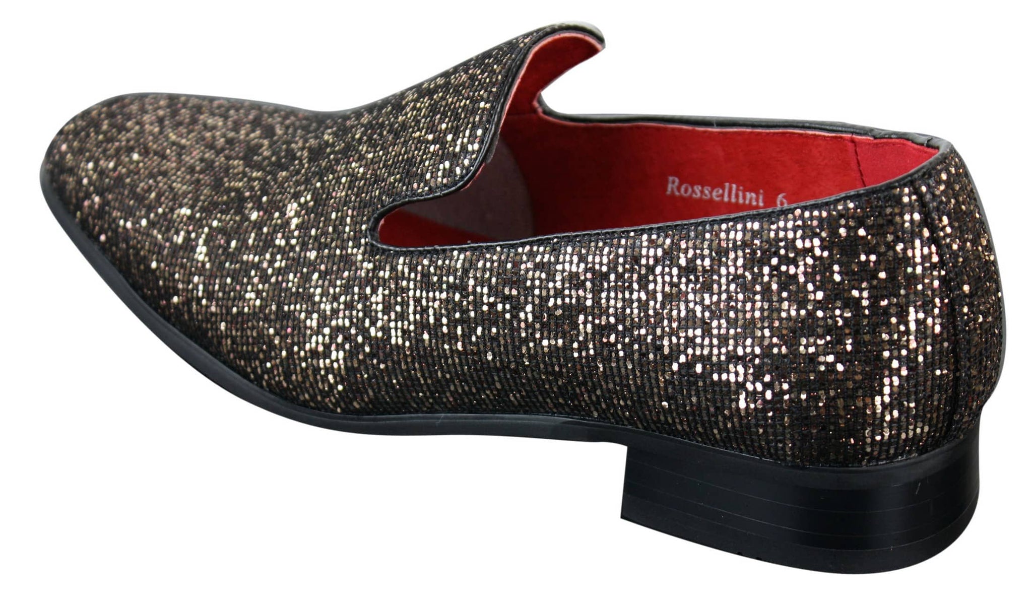 Zapatos Rossellini Eastend para hombre, brillantes, sin cordones, con purpurina, ideales para fiestas, de charol.