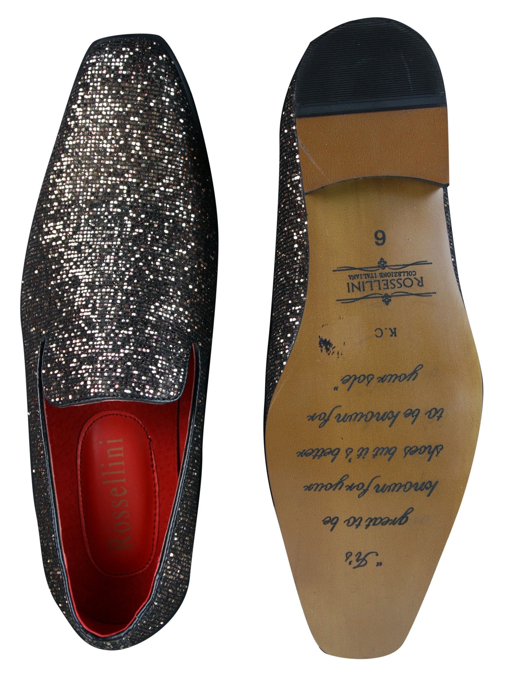 Zapatos Rossellini Eastend para hombre, brillantes, sin cordones, con purpurina, ideales para fiestas, de charol.