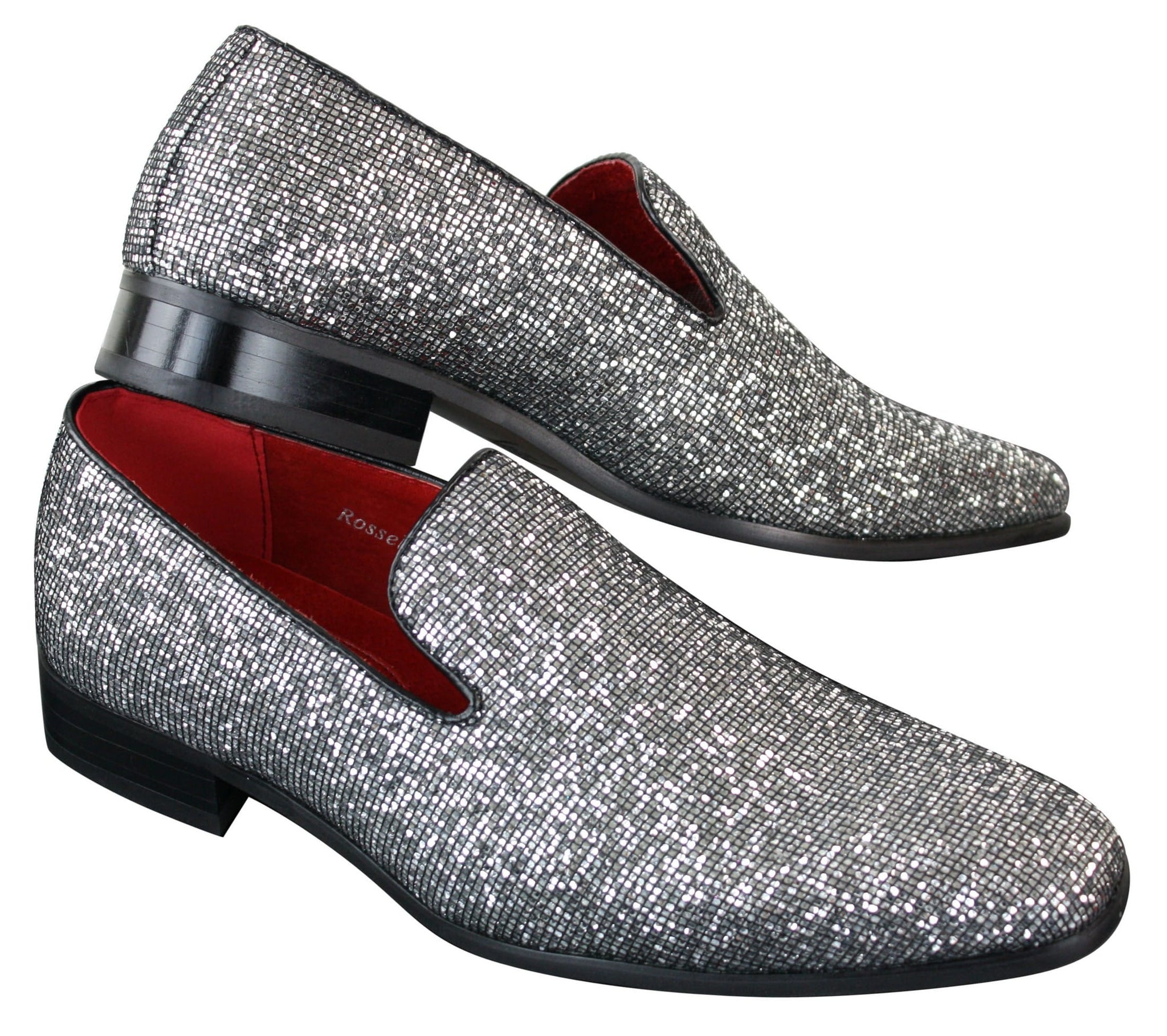 Zapatos Rossellini Eastend para hombre, brillantes, sin cordones, con purpurina, ideales para fiestas, de charol.