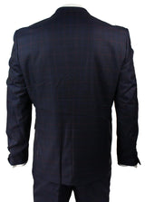 Traje de tres piezas a cuadros azul marino para hombre