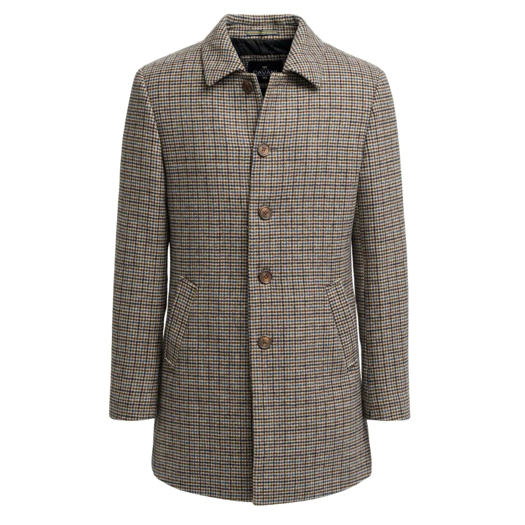 Eddie - Abrigo de tweed de mezcla de lana marrón claro para hombre