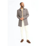 Eddie - Abrigo de tweed de mezcla de lana marrón claro para hombre