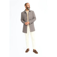 Eddie - Abrigo de tweed de mezcla de lana marrón claro para hombre