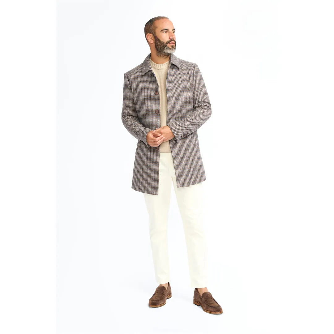 Eddie - Abrigo de tweed de mezcla de lana marrón claro para hombre