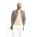 Eddie - Abrigo de tweed de mezcla de lana marrón claro para hombre