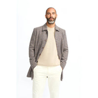 Eddie - Abrigo de tweed de mezcla de lana marrón claro para hombre