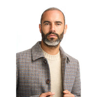 Eddie - Abrigo de tweed de mezcla de lana marrón claro para hombre