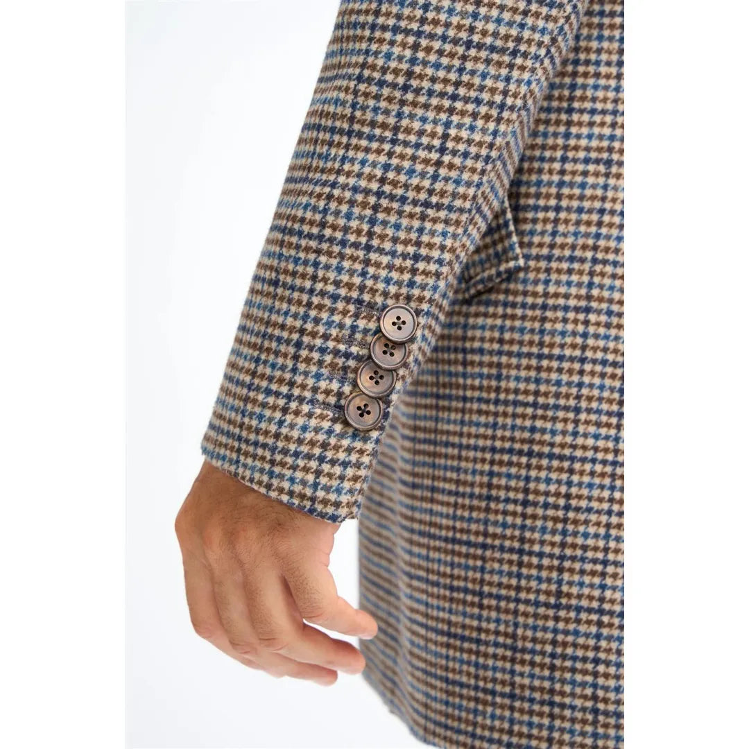 Eddie - Abrigo de tweed de mezcla de lana marrón claro para hombre