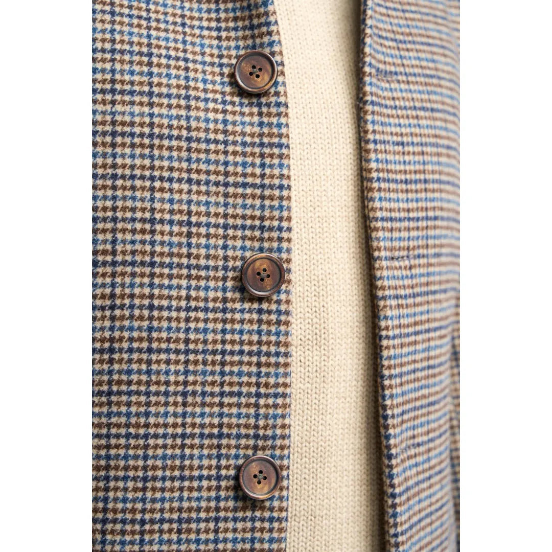 Eddie - Abrigo de tweed de mezcla de lana marrón claro para hombre
