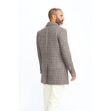 Eddie - Abrigo de tweed de mezcla de lana marrón claro para hombre