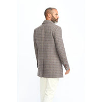 Eddie - Abrigo de tweed de mezcla de lana marrón claro para hombre