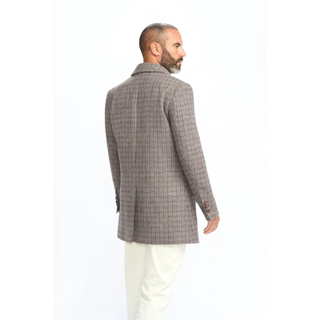 Eddie - Abrigo de tweed de mezcla de lana marrón claro para hombre