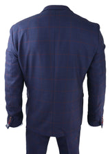 Traje de hombre de 3 piezas a cuadros azul marino Red Edinson Marc Darcy Clásico Vintage Boda