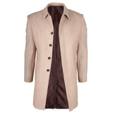Abrigo clásico de hombre de mezcla de lana color beige.