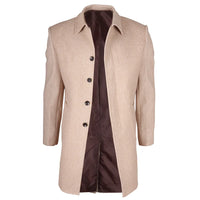 Abrigo clásico de hombre de mezcla de lana color beige.