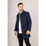 Abrigo clásico de hombre de mezcla de lana azul marino