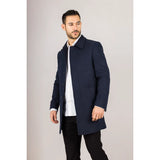 Abrigo clásico de hombre de mezcla de lana azul marino