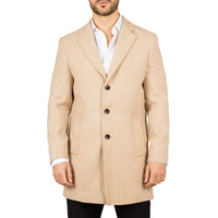 Abrigo de hombre color beige de mezcla de lana con cuello de solapa con muesca