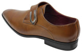 Zapatos de hombre de cuero marrón claro y negro, diseño italiano, hebilla metálica, sin cordones.