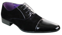 EL0136 - Zapatos de hombre de ante brillante con cordones y charol