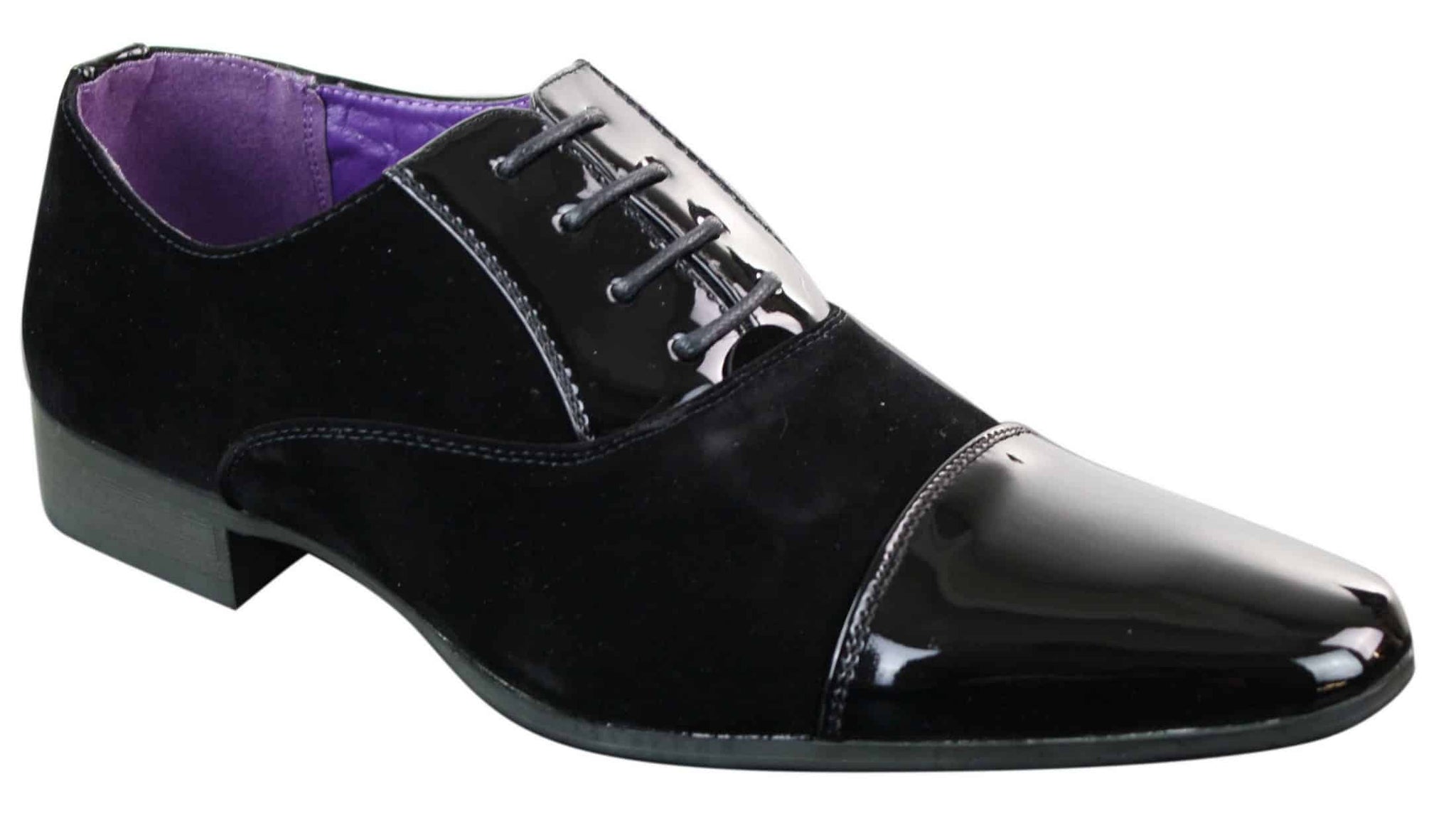 EL0136 - Zapatos de hombre de ante brillante con cordones y charol