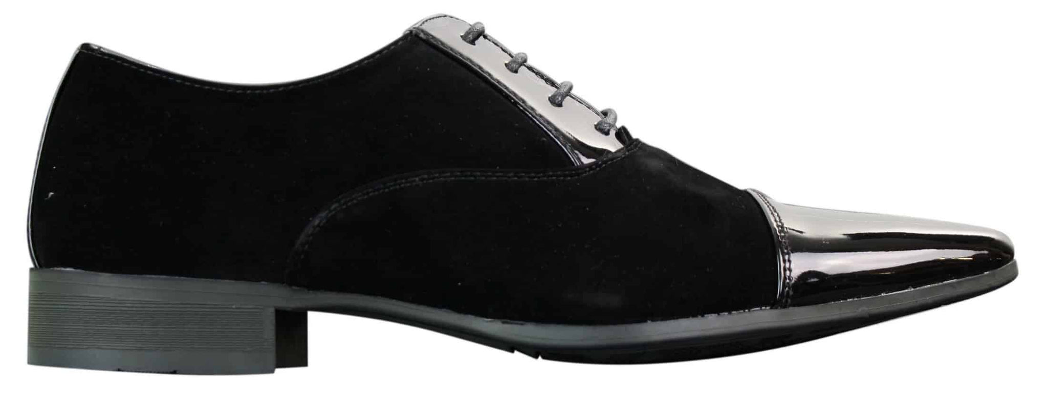 EL0136 - Zapatos de hombre de ante brillante con cordones y charol