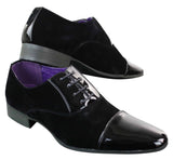 EL0136 - Zapatos de hombre de ante brillante con cordones y charol