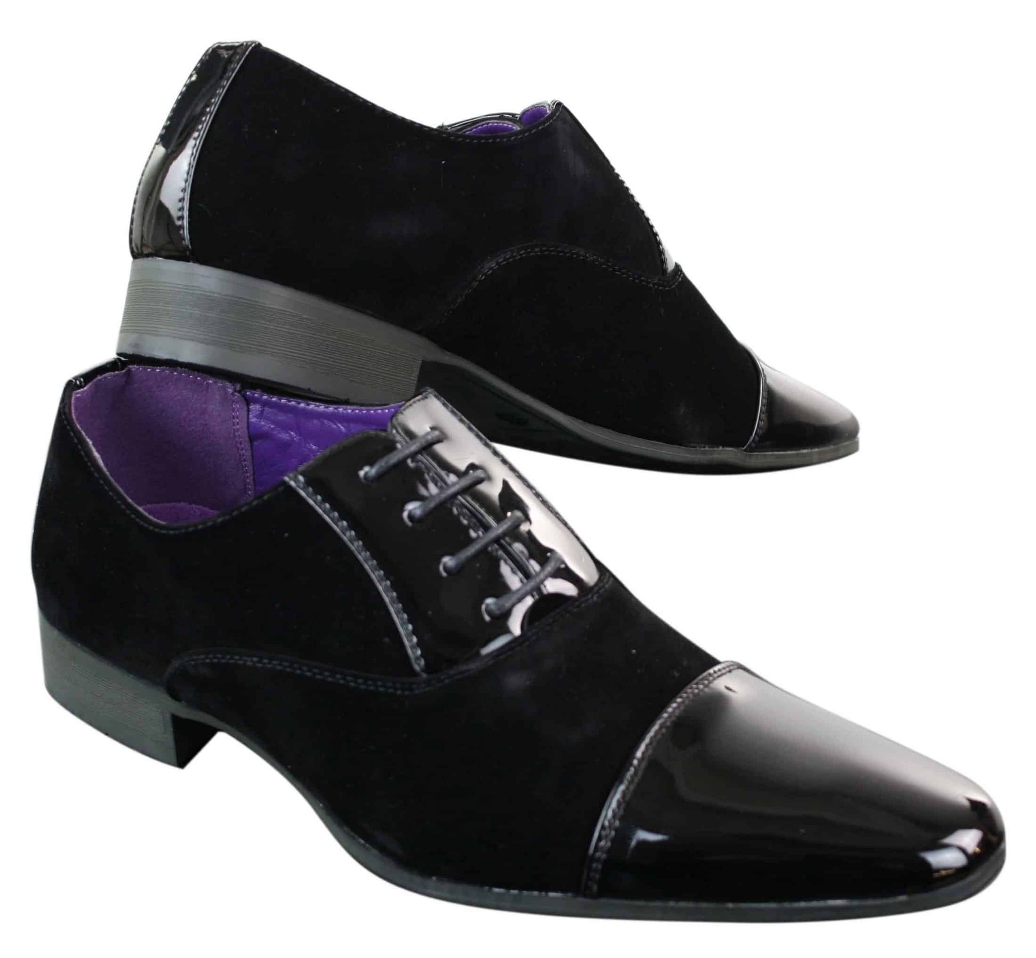 EL0136 - Zapatos de hombre de ante brillante con cordones y charol