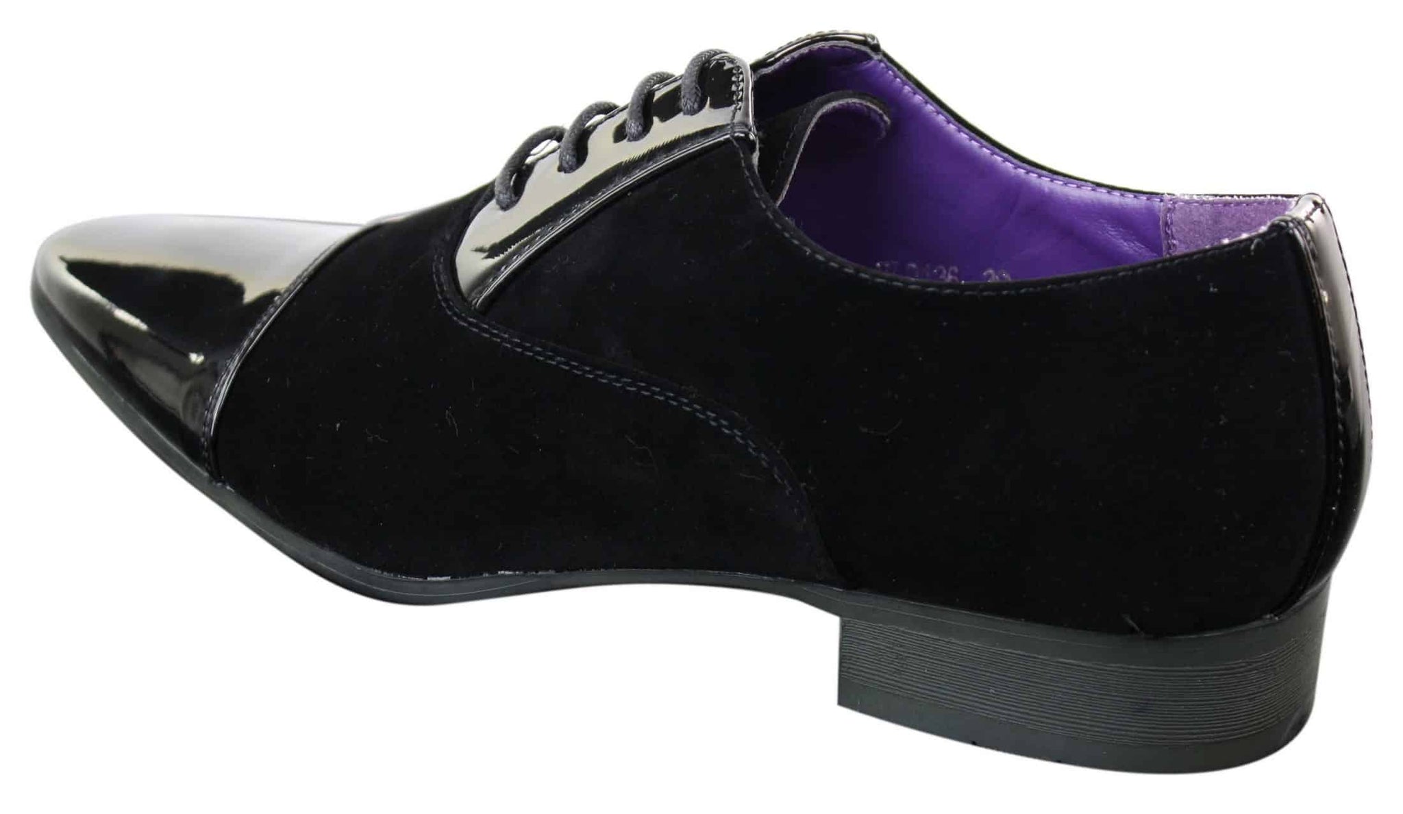EL0136 - Zapatos de hombre de ante brillante con cordones y charol