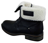 Botas militares casuales de cuero negro y marrón hasta el tobillo para hombre, forradas con forro polar y de piel sintética.