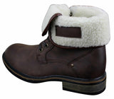 Botas militares casuales de cuero negro y marrón hasta el tobillo para hombre, forradas con forro polar y de piel sintética.