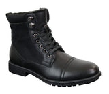 Botas militares de tobillo retro para hombre, de cuero, gamuza y forro polar PU.
