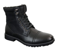 Botas militares de tobillo retro para hombre, de cuero, gamuza y forro polar PU.