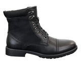 Botas militares de tobillo retro para hombre, de cuero, gamuza y forro polar PU.