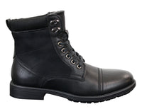 Botas militares de tobillo retro para hombre, de cuero, gamuza y forro polar PU.