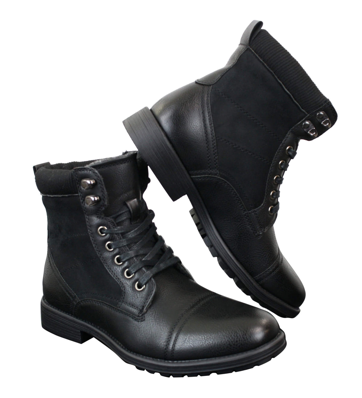 Botas militares de tobillo retro para hombre, de cuero, gamuza y forro polar PU.