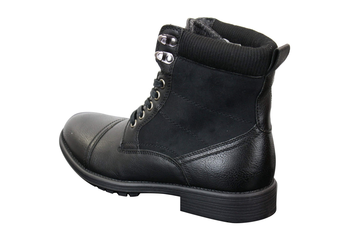 Botas militares de tobillo retro para hombre, de cuero, gamuza y forro polar PU.