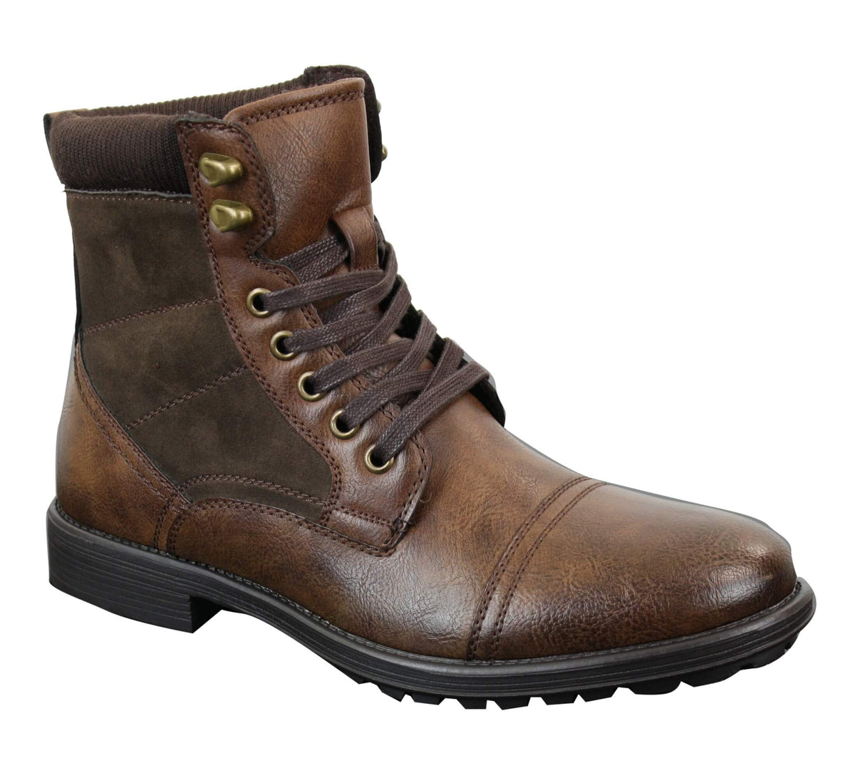 Botas militares de tobillo retro para hombre, de cuero, gamuza y forro polar PU.