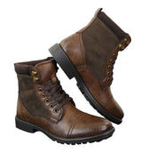 Botas militares de tobillo retro para hombre, de cuero, gamuza y forro polar PU.