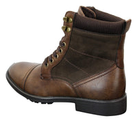 Botas militares de tobillo retro para hombre, de cuero, gamuza y forro polar PU.