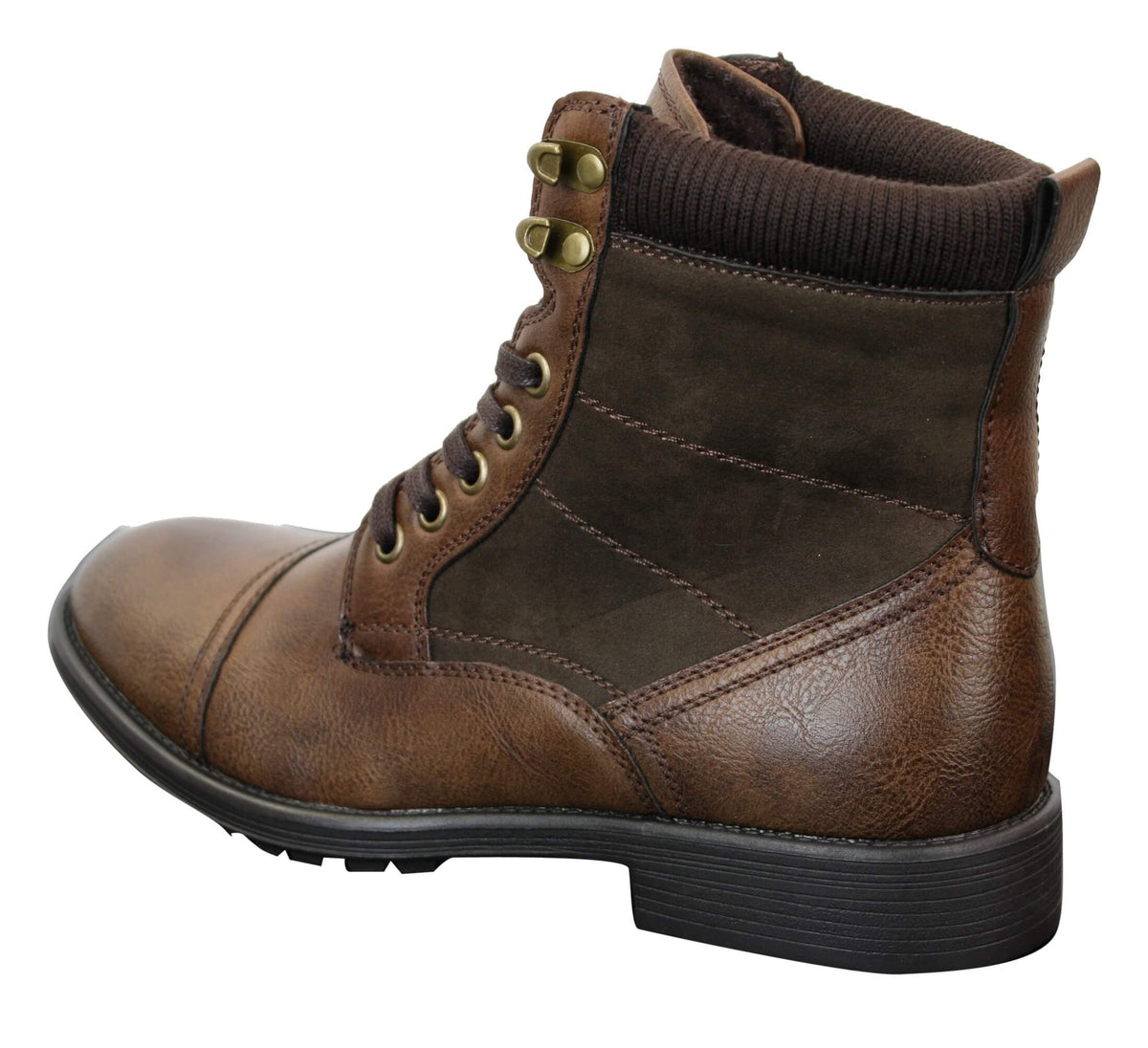 Botas militares de tobillo retro para hombre, de cuero, gamuza y forro polar PU.